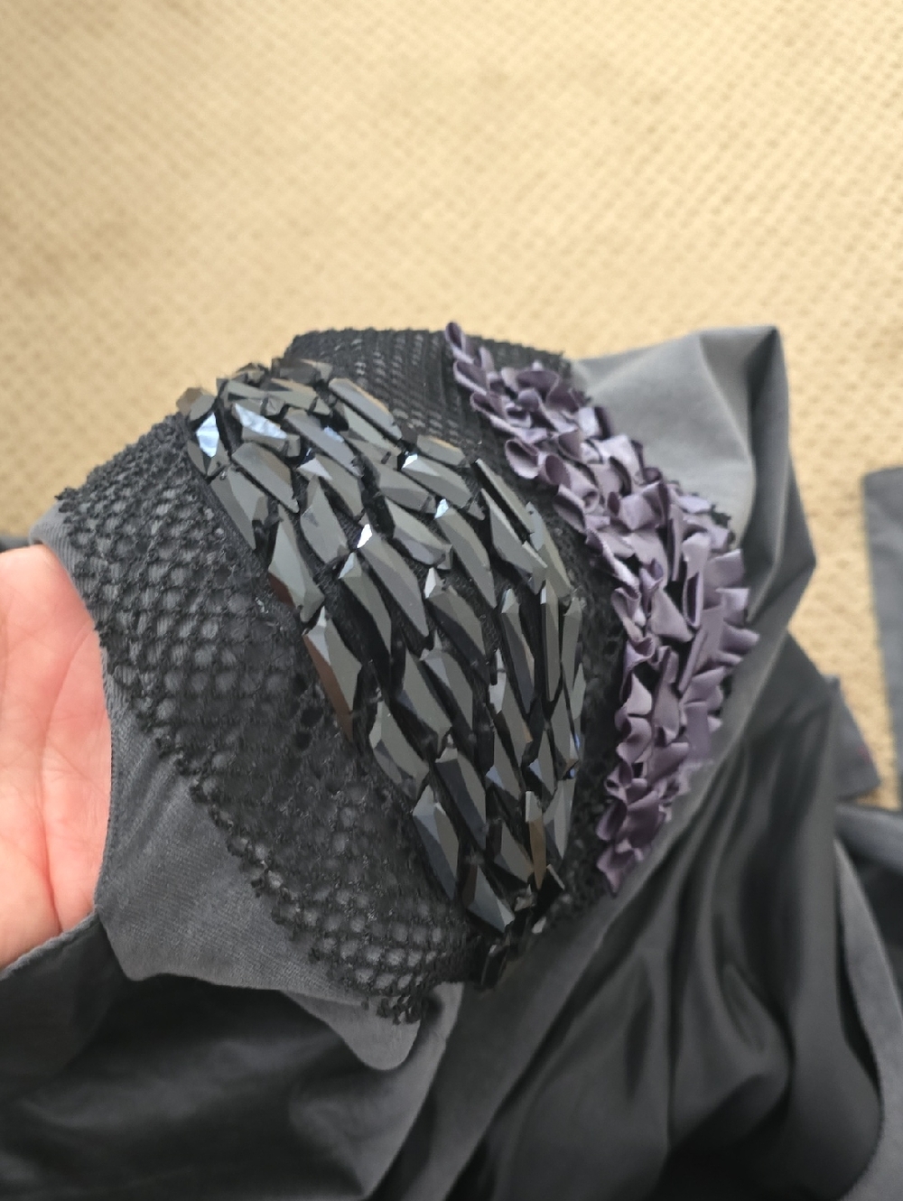 Game Of Thrones Hand Crafted, Embellished Dark Slate Gothic Dress with Cape S - Picture 11 of 11